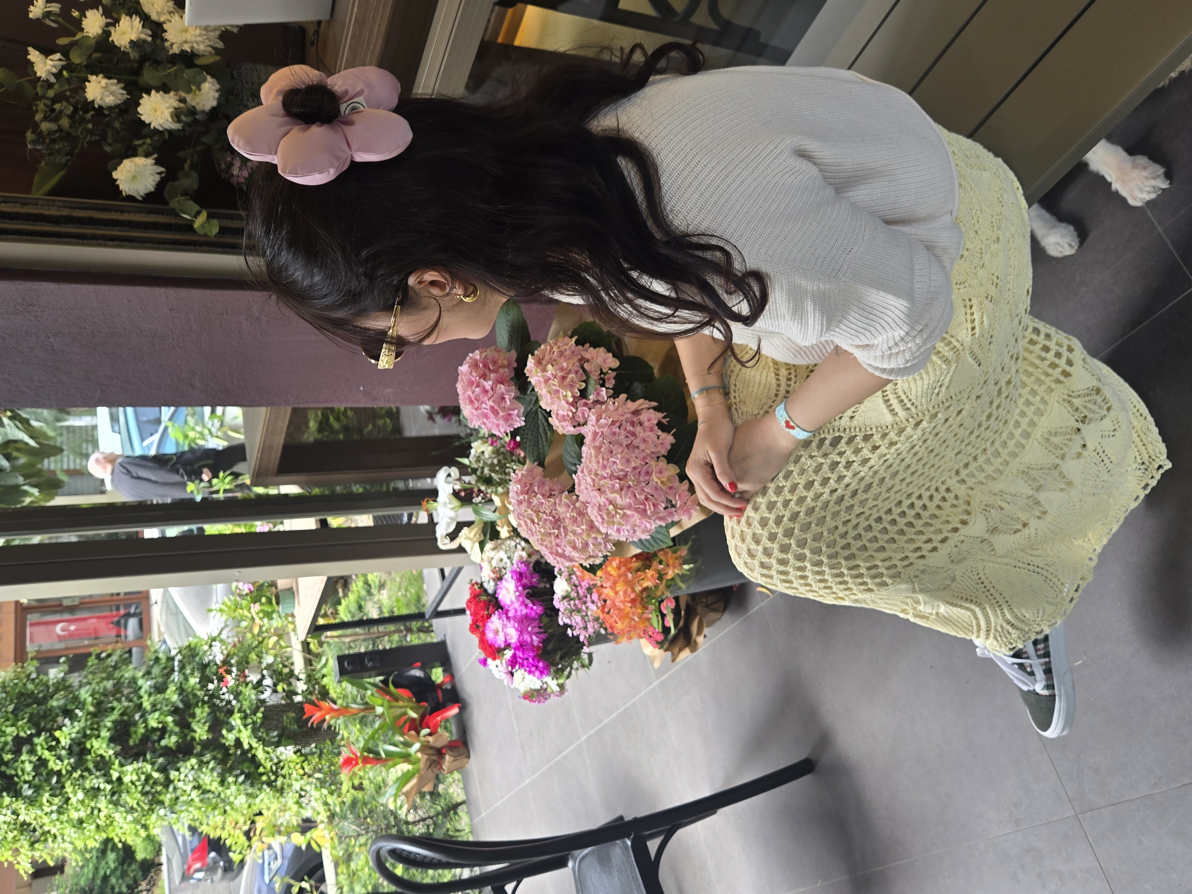 El Yapımı Scrunchie & Toka – Mini Blooming Daisy (Babypink) - El yapımı butik tasarım 1